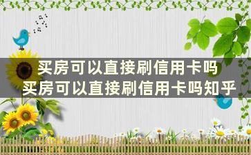 买房可以直接刷信用卡吗 买房可以直接刷信用卡吗知乎